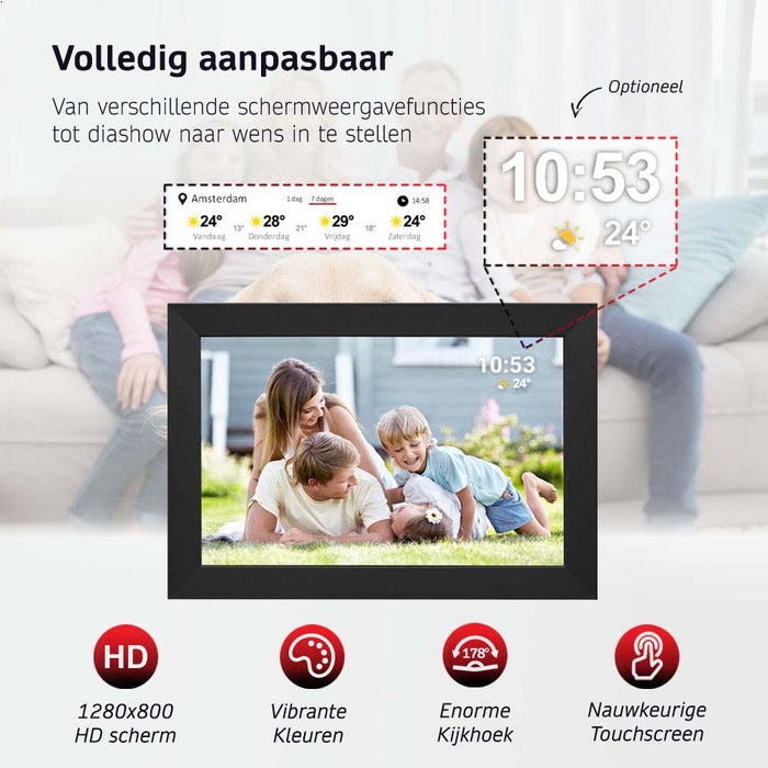 Digitale Fotolijst met Frameo App - 10.1 inch HD Resolutir - 32GB - WiFi - IPS Touchscreen